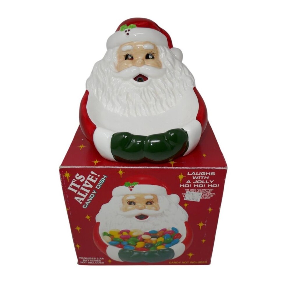 NCE Creative Enterprises 1993 It's Alive Santa Claus Ceramic Candy Dish in Box